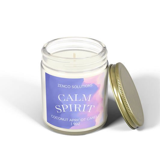 Calm Spirit: Lavender-Scented Coconut Apricot Wax Candle 9oz