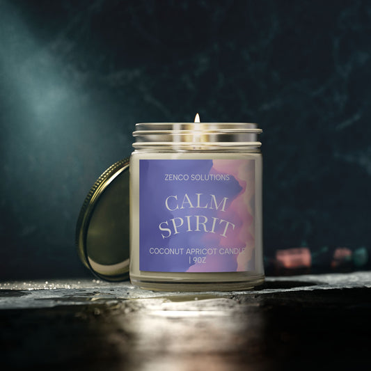 Calm Spirit: Lavender-Scented Coconut Apricot Wax Candle 9oz