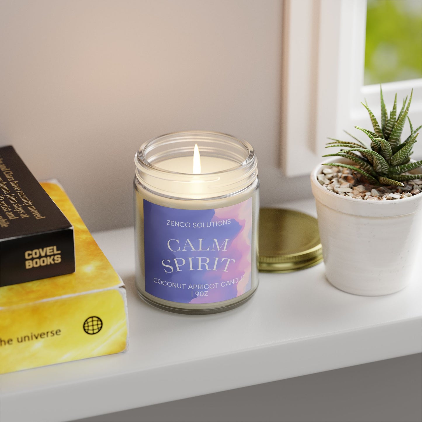 Calm Spirit: Lavender-Scented Coconut Apricot Wax Candle 9oz